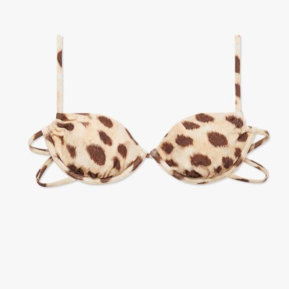 WEWOREWHAT Women's Animal Print Ruched Underwire Bikini Top Leopard L NWT - Picture 5 of 10